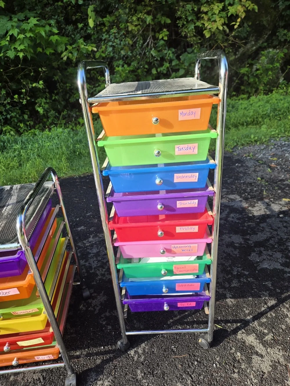 Colorful Rolling Storage Organizer Cart with Multi-Drawer System